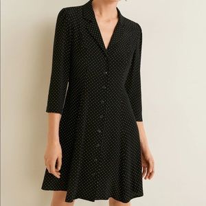 Mango Tie-back Polka Dot Printed Shirt Dress